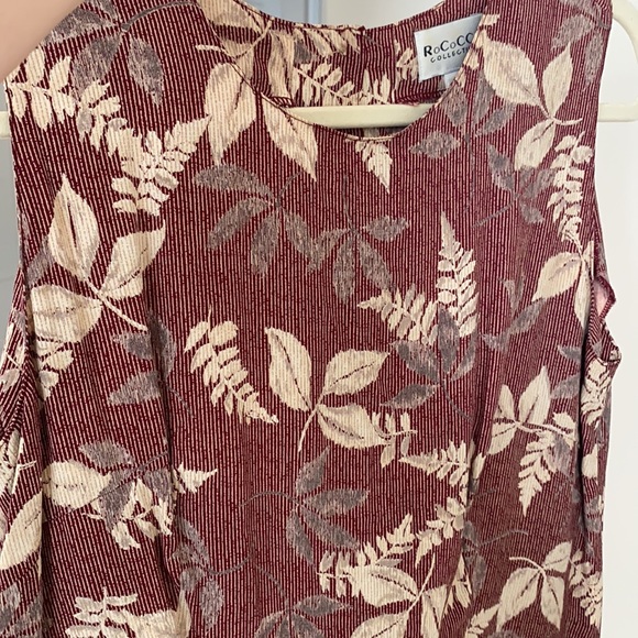 Vintage leaf motif sleeveless top - Picture 4 of 6